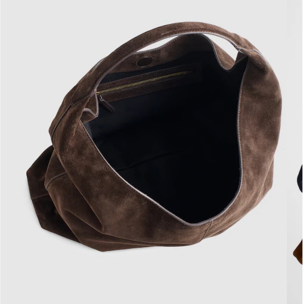 Madewell The Mylie Large Shoulder Bag Suede Dark Carob NEW - Picture 2 of 7